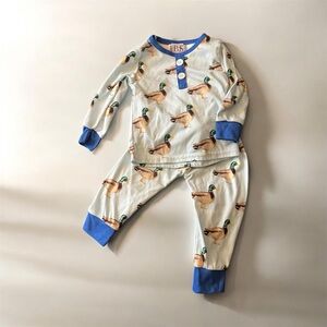 LBS boutique clothes - Duck Print Pajama Set with Blue Accents